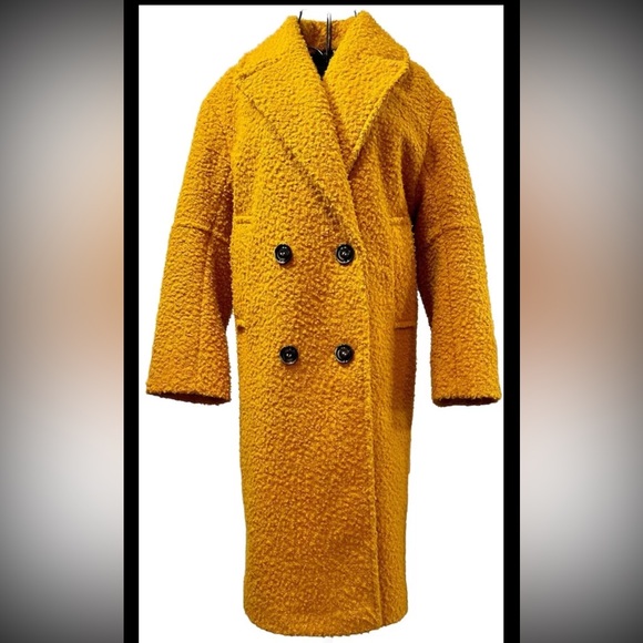 Topshop Boucle Button Front Cost. Mustard. Size 2. NWOT - Picture 4 of 12